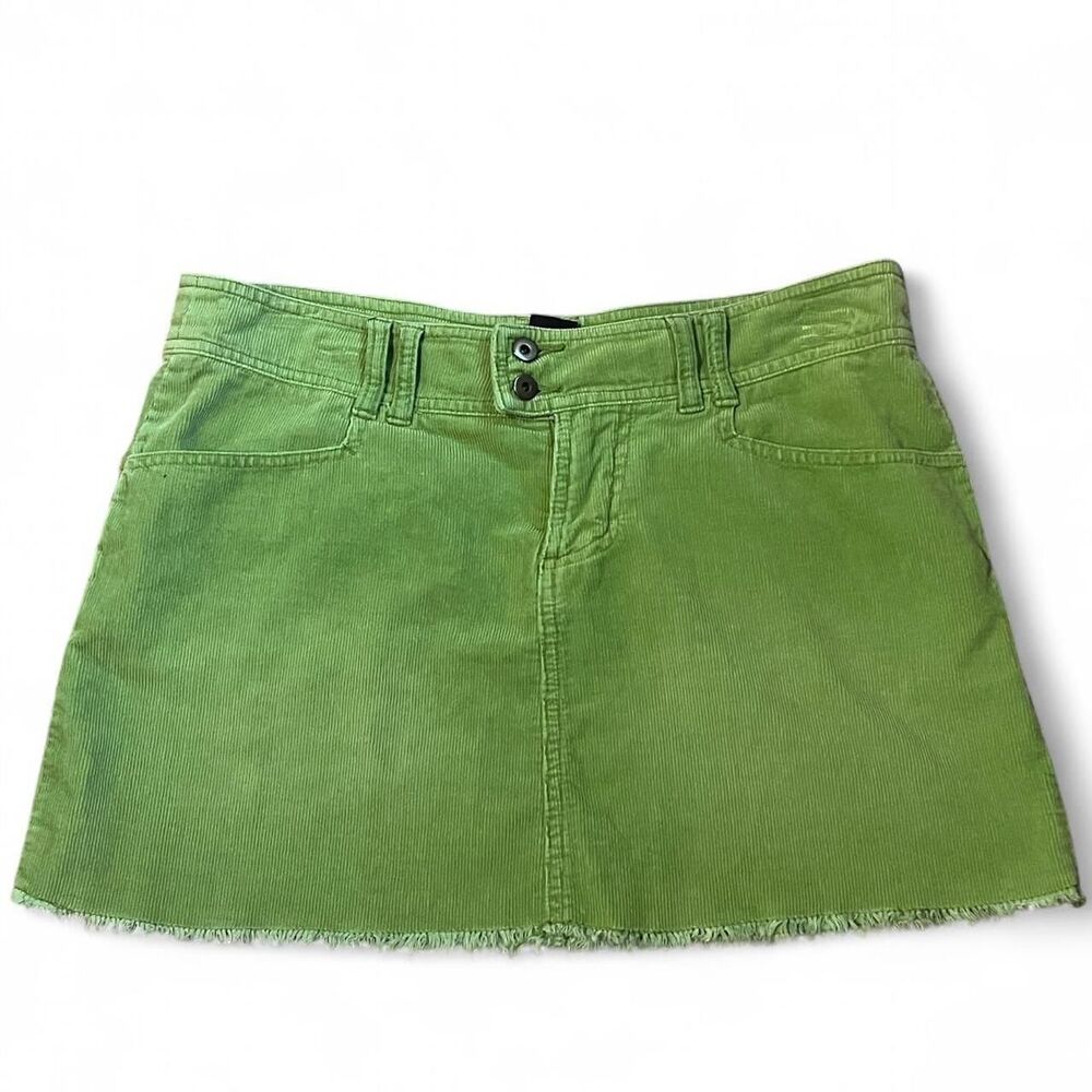 90’s/00’s y2k mall “Wet Seal” avocado Green cotton low rise corduroy mini skirt